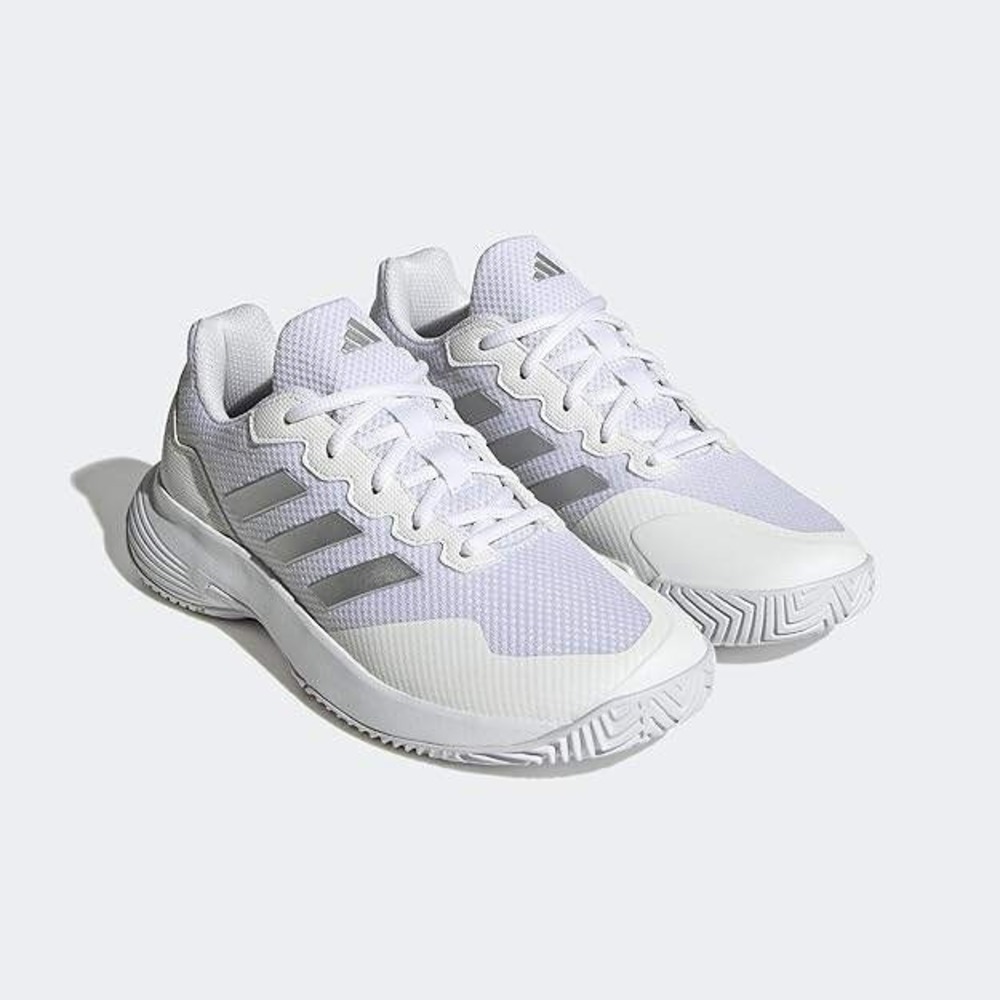 NWB! adidas Women's GameCourt 2 Sneaker, White/Silver Metallic/White, 8